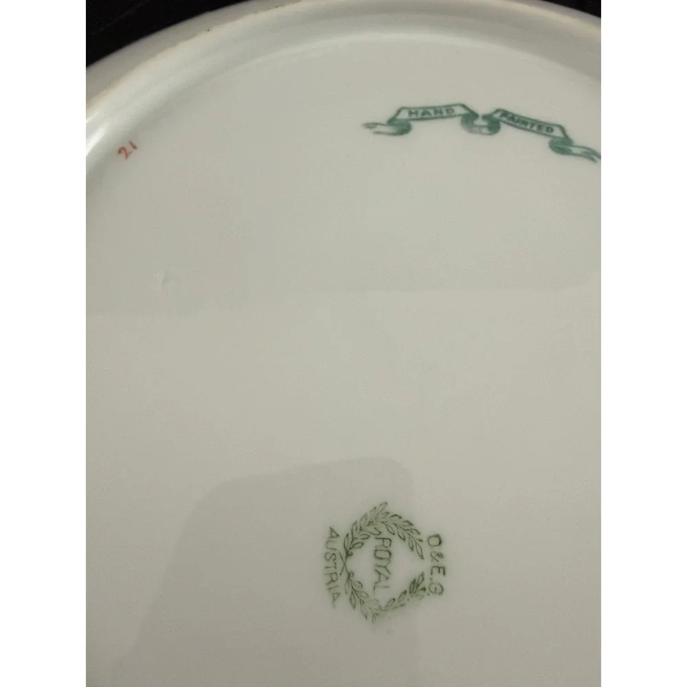 Vintage Hand Painted O & E.G. Royal Austria Floral 9in Plate Gold Trim
